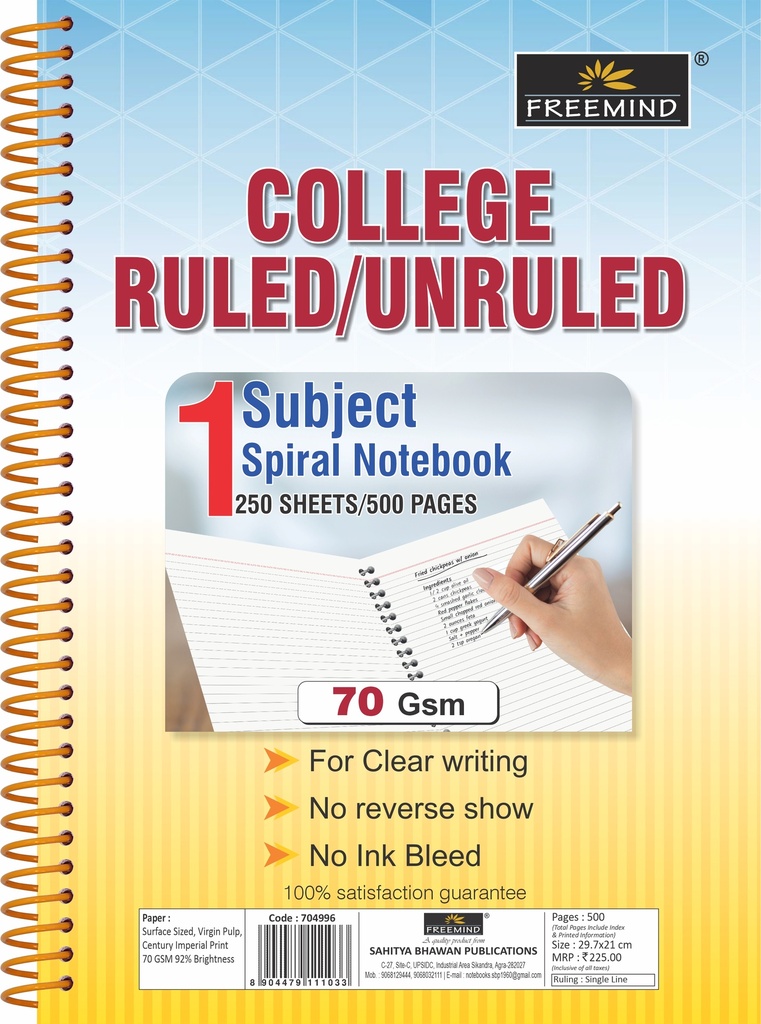 NRI-A4 SPIRAL NOTEBOOK-UNRULED-500