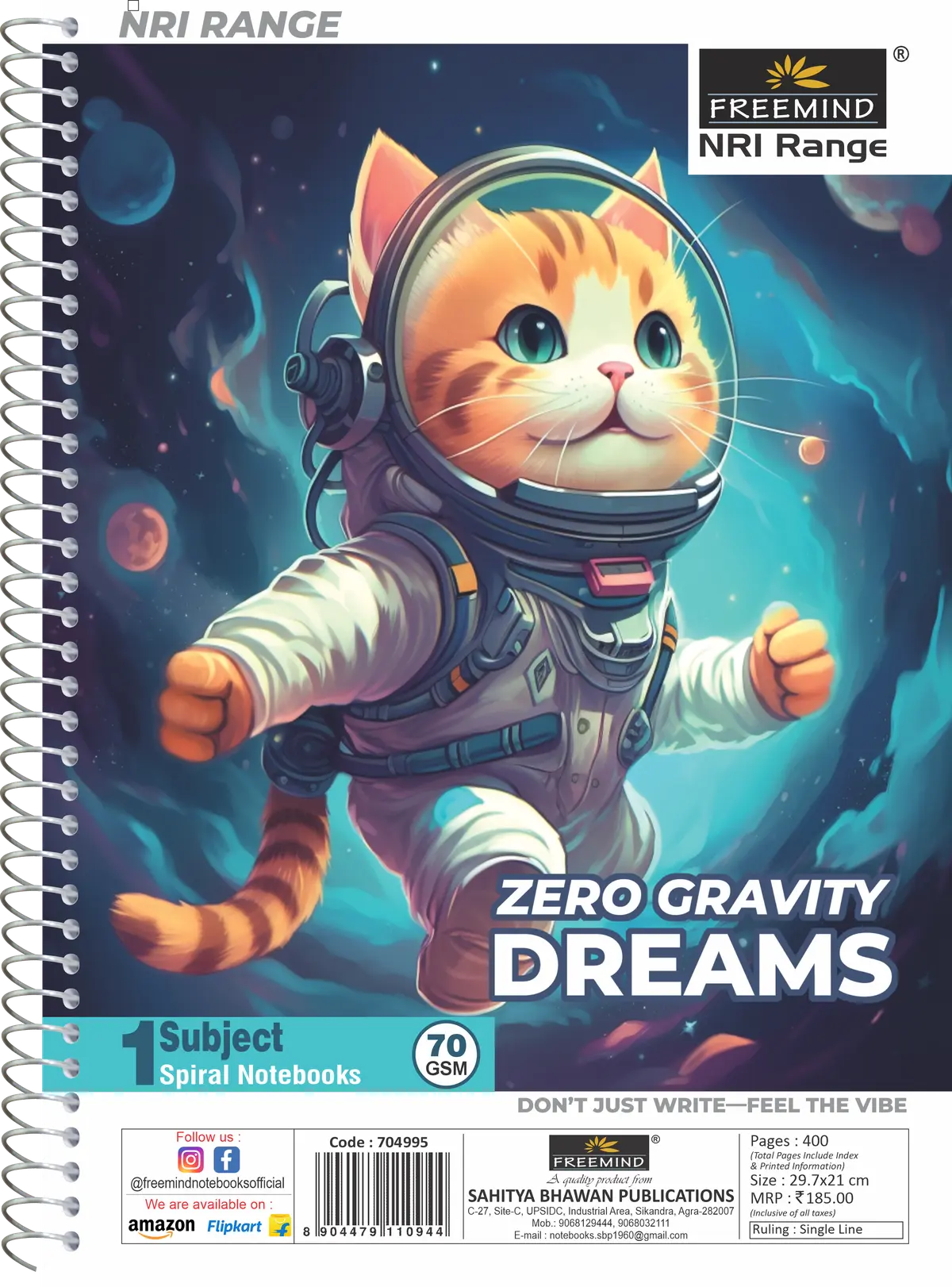 [704995] NRI-A4 SPIRAL NOTEBOOK-Single Line-400