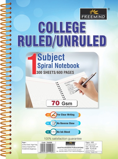 [704998] NRI-A4 SPIRAL NOTEBOOK-Single Line-600